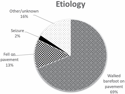 Etiology of pediatric pavement burn.